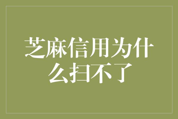 芝麻信用为什么扫不了