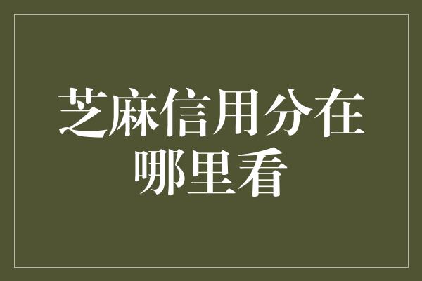 芝麻信用分在哪里看