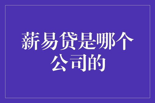 薪易贷是哪个公司的