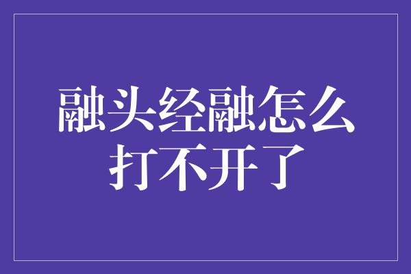 融头经融怎么打不开了