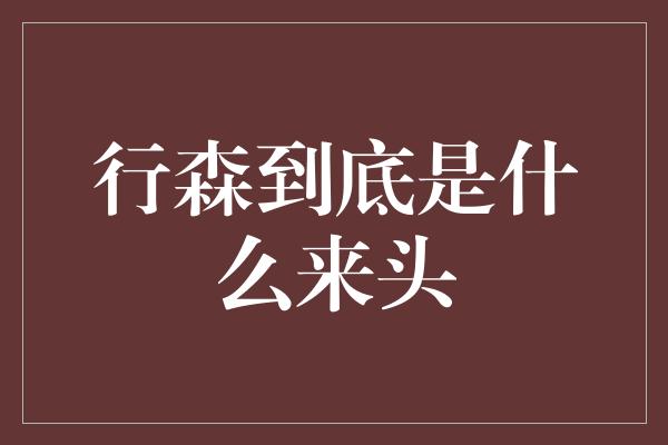 行森到底是什么来头