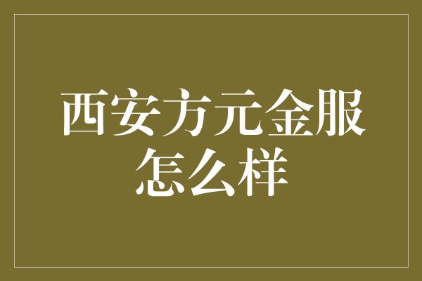 西安方元金服怎么样