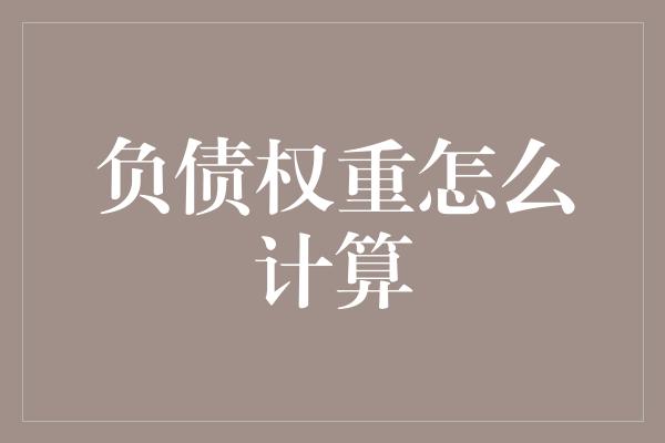 负债权重怎么计算