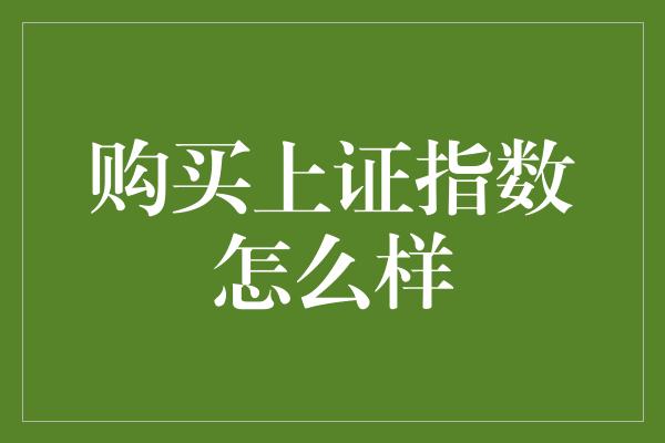 购买上证指数怎么样