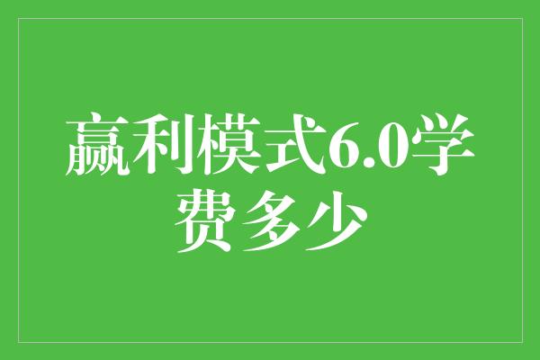 赢利模式6.0学费多少