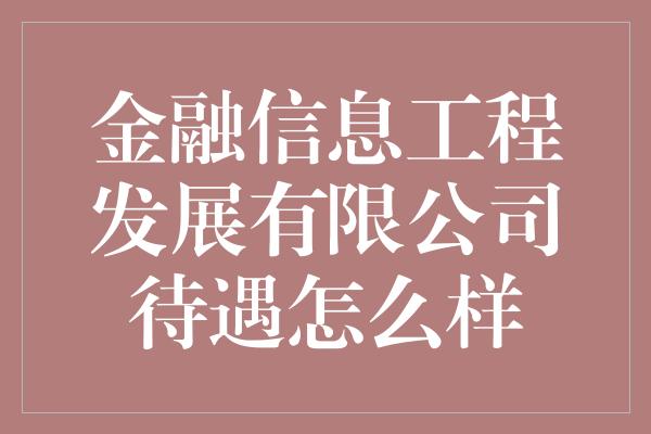 金融信息工程发展有限公司待遇怎么样