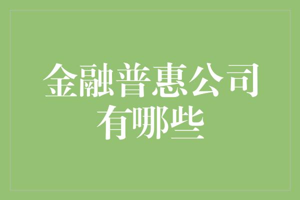 金融普惠公司有哪些