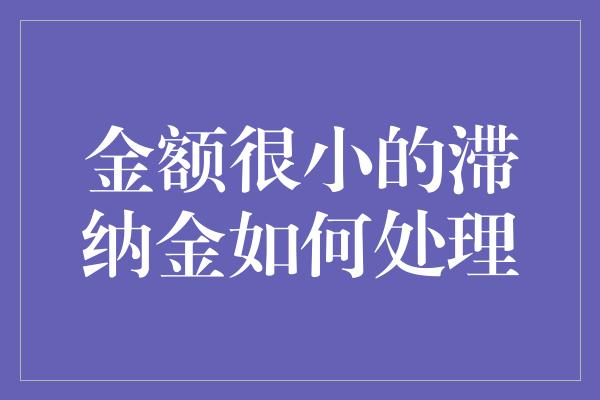 金额很小的滞纳金如何处理