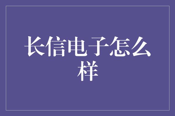 长信电子怎么样