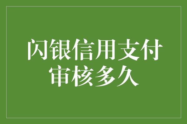 闪银信用支付审核多久