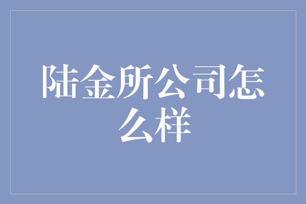 陆金所公司怎么样