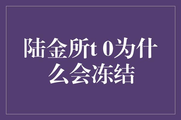 陆金所t 0为什么会冻结