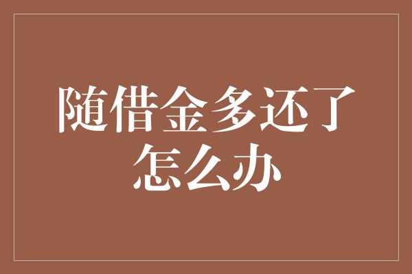 随借金多还了怎么办