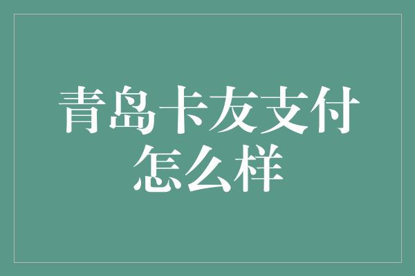 青岛卡友支付怎么样