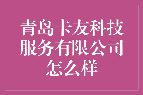 青岛卡友科技服务有限公司怎么样