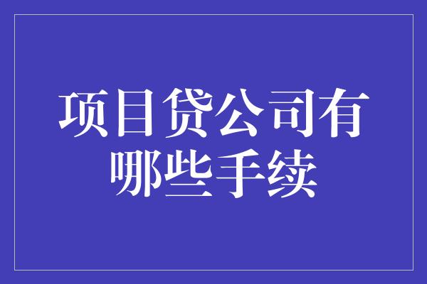 项目贷公司有哪些手续