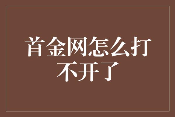 首金网怎么打不开了