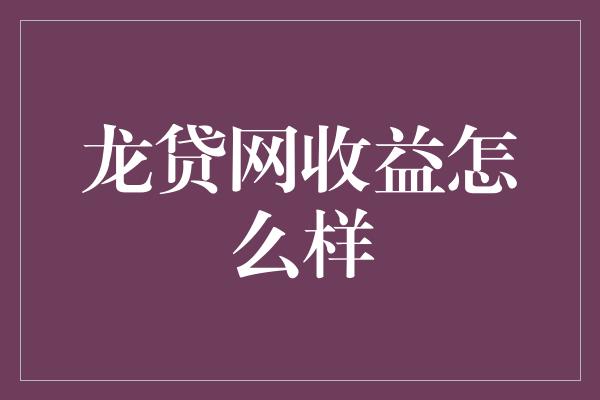 龙贷网收益怎么样