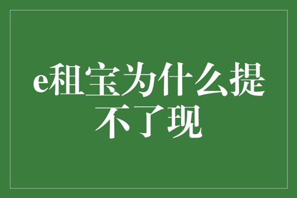 e租宝为什么提不了现