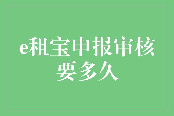 e租宝申报审核要多久