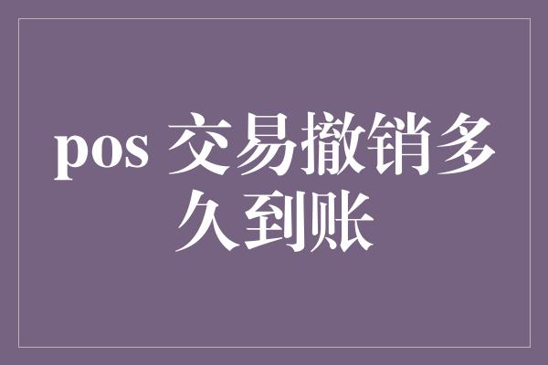 pos 交易撤销多久到账