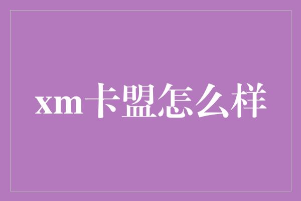 xm卡盟怎么样